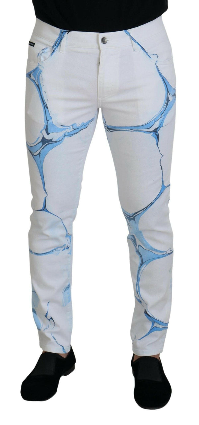 Dolce & Gabbana White Blue Denim Cotton Jeans Stretch Skinny Fit Pant - GENUINE AUTHENTIC BRAND LLC  