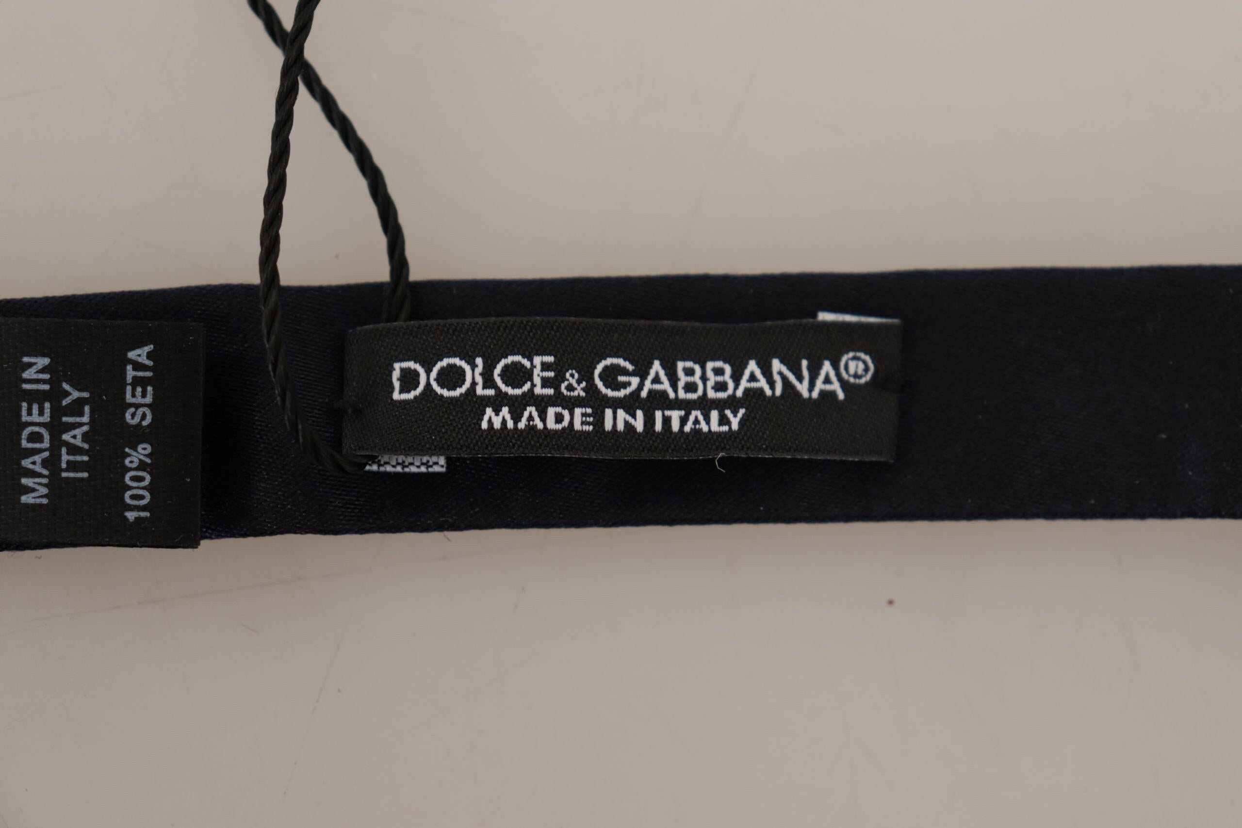 Dolce & Gabbana Blue 100% Silk Adjustable Neck Papillon Tie - GENUINE AUTHENTIC BRAND LLC  