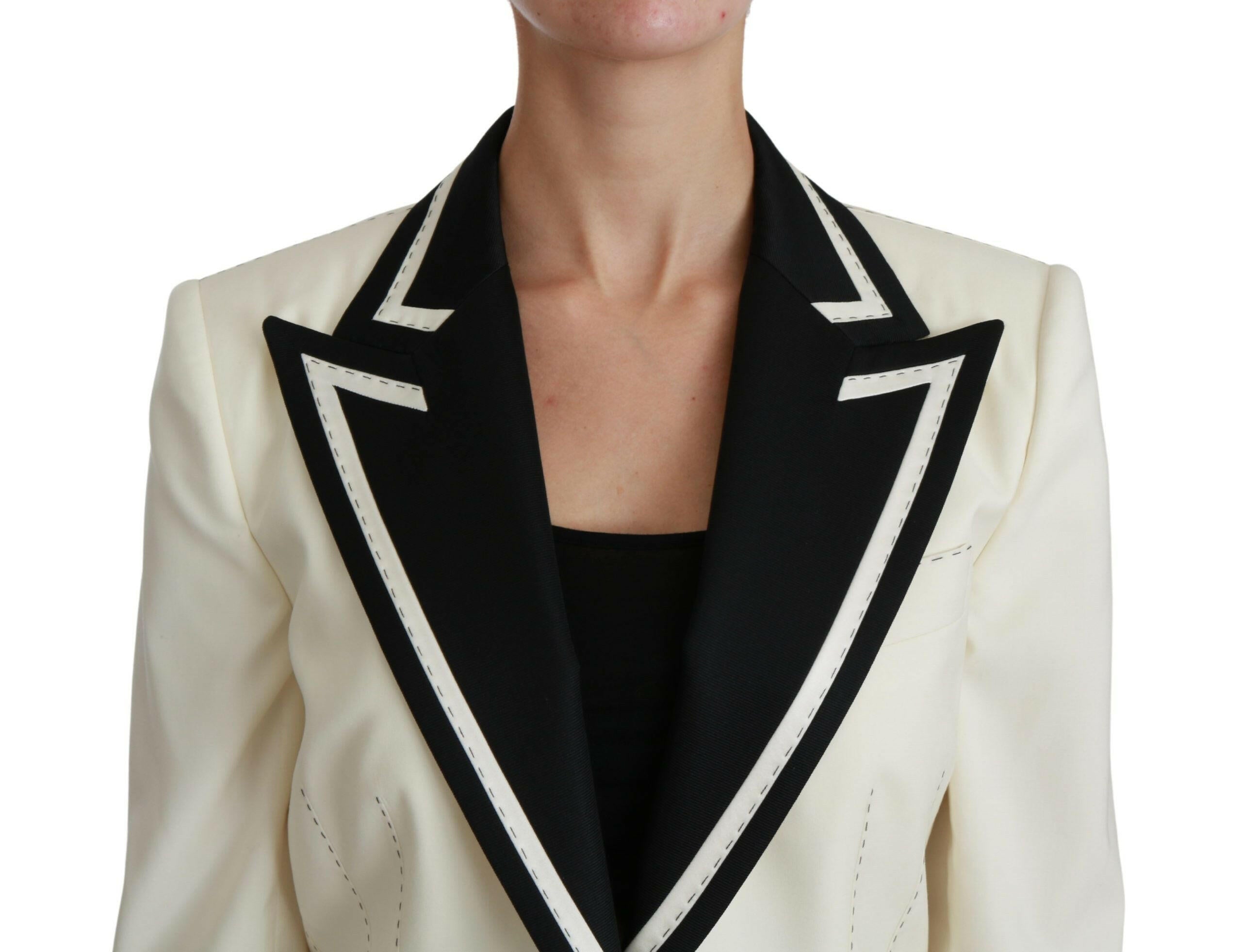 Dolce & Gabbana Wool Cream Single Breasted Coat Blazer Jacket - GENUINE AUTHENTIC BRAND LLC  