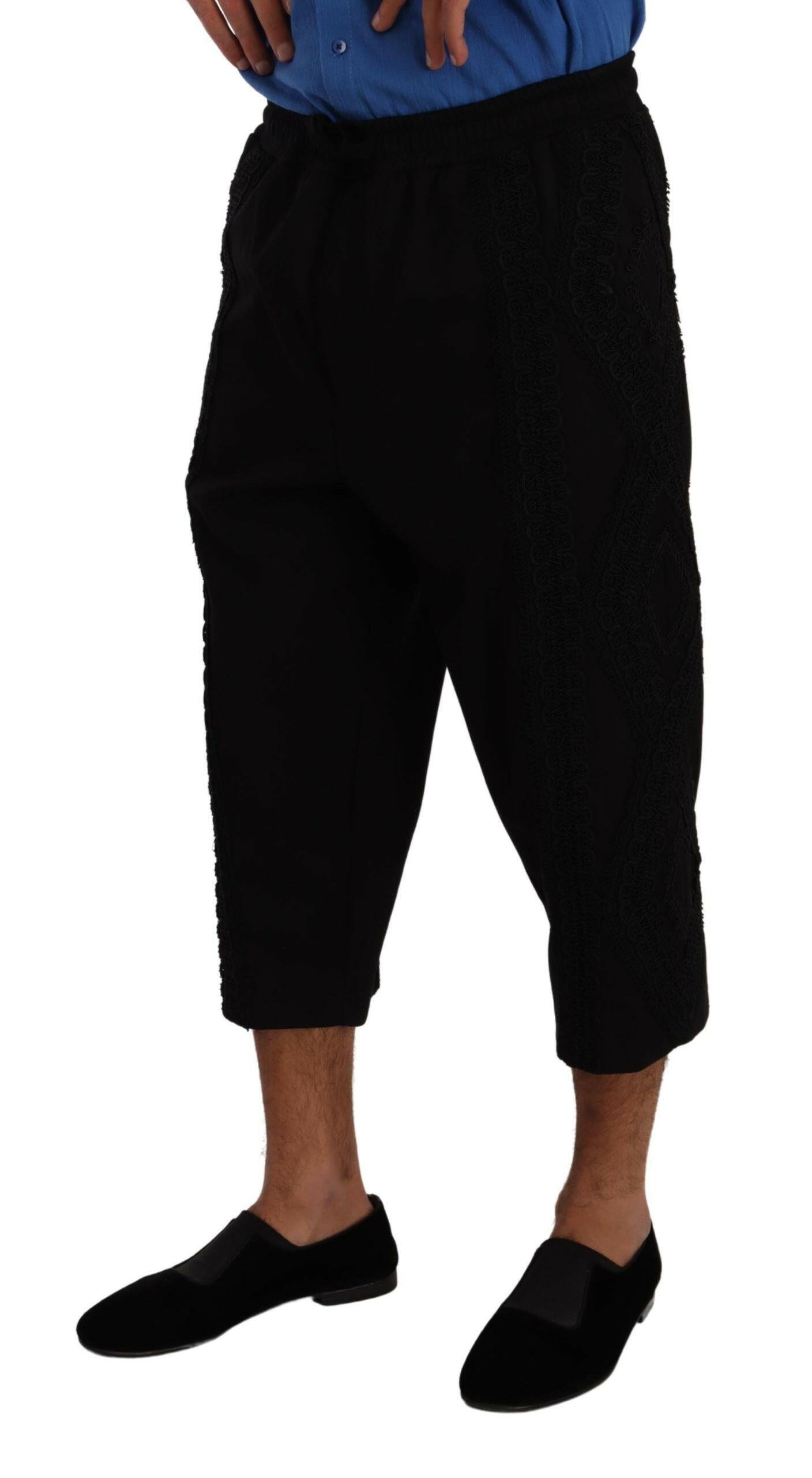 Dolce & Gabbana Black Cotton Torero Cropped Short Trouser Pants - GENUINE AUTHENTIC BRAND LLC  