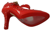Dolce & Gabbana Red Floral Crystal CINDERELLA Heels Shoes - GENUINE AUTHENTIC BRAND LLC  