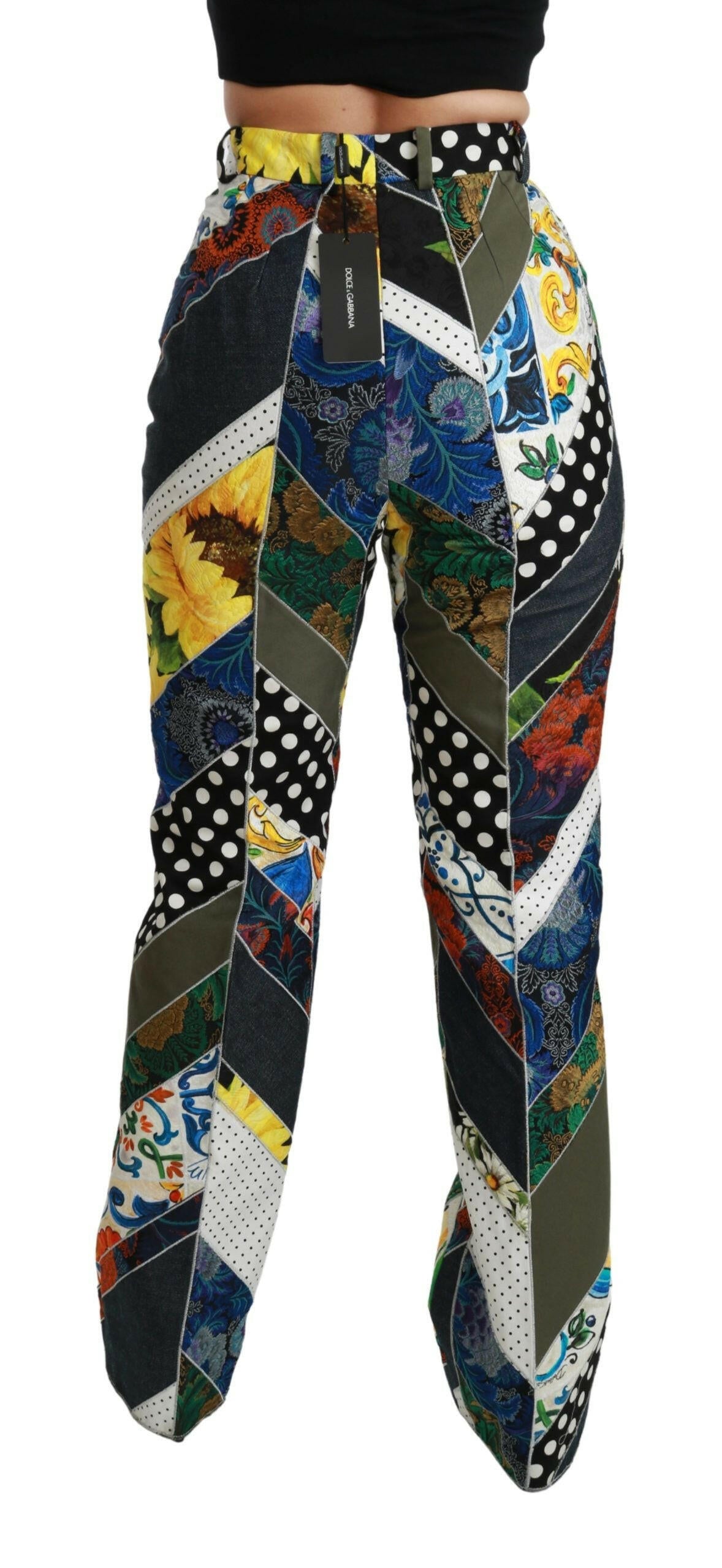 Dolce & Gabbana Multicolor Print High Waist Straight Pants - GENUINE AUTHENTIC BRAND LLC  