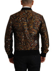 Dolce & Gabbana Brown Feather Full Zip Blouson Jacket - GENUINE AUTHENTIC BRAND LLC  