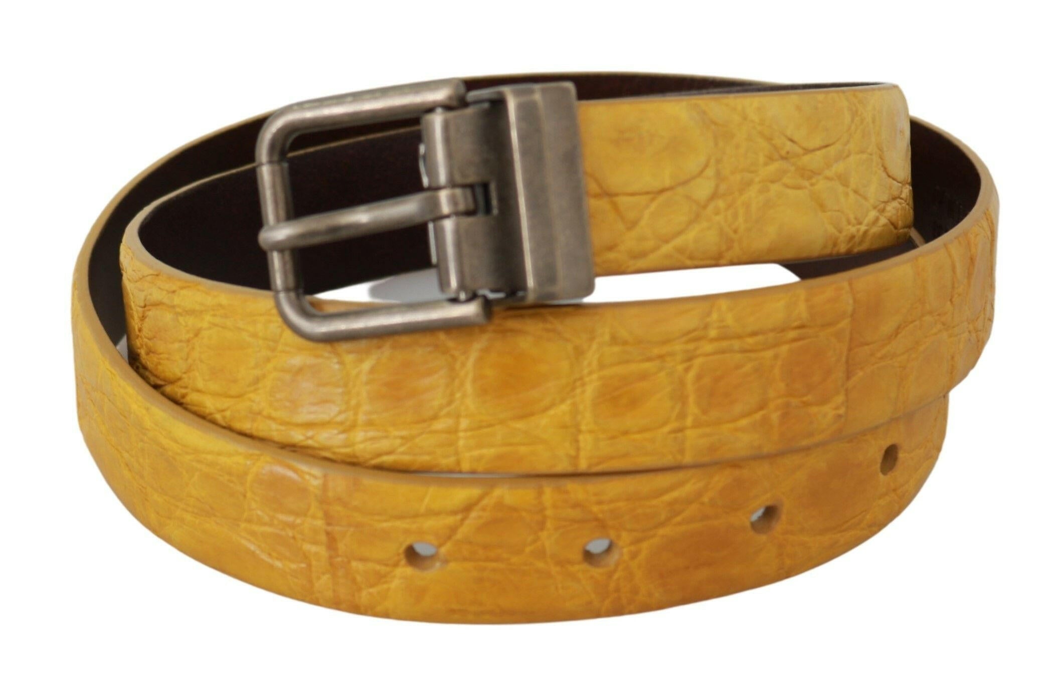 Dolce & Gabbana Yellow Exotic Skin Leather Grey Buckle Belt - GENUINE AUTHENTIC BRAND LLC  