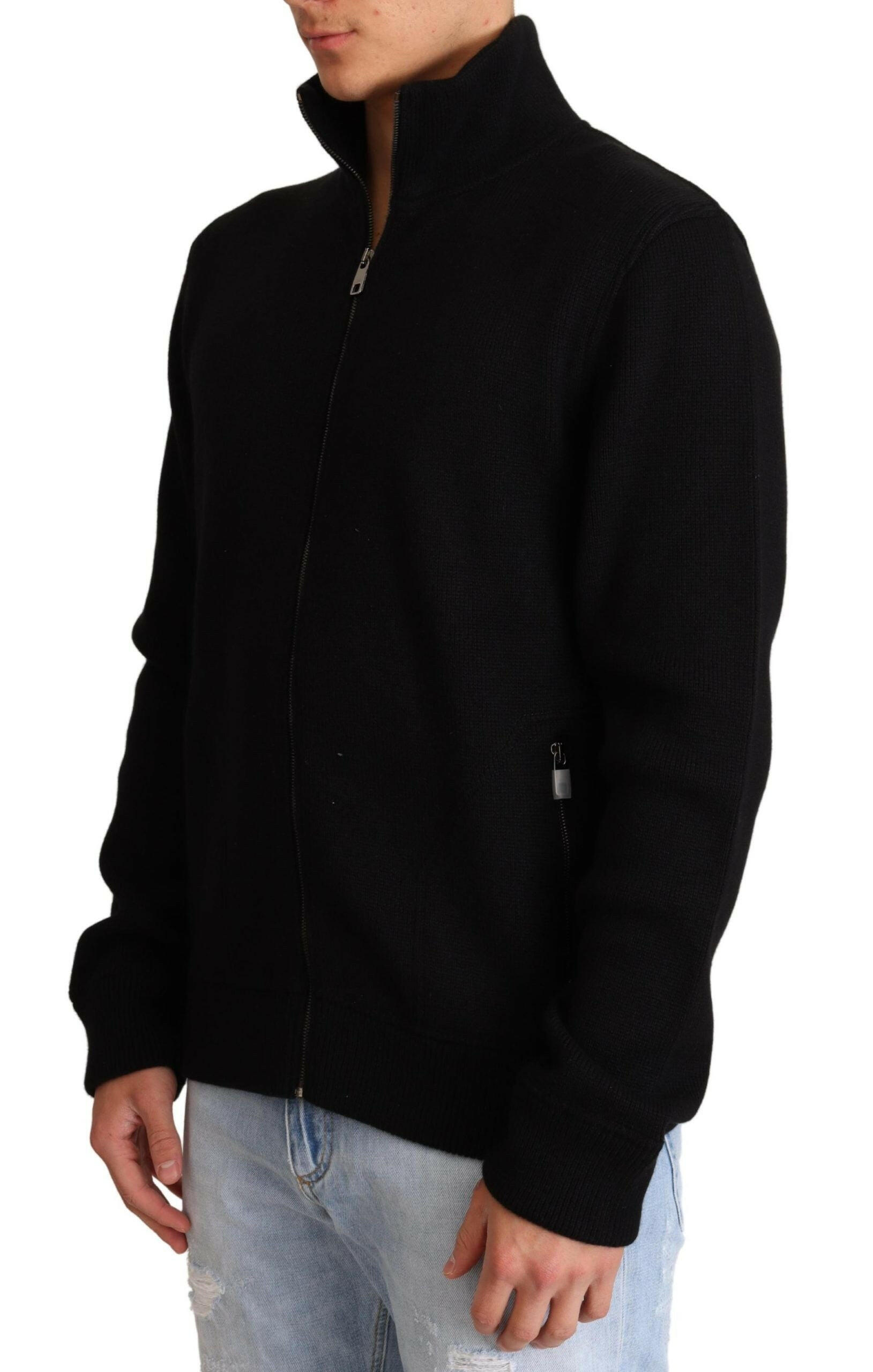 Dolce & Gabbana Black Cashmere Zipper Mens Sweater - GENUINE AUTHENTIC BRAND LLC  