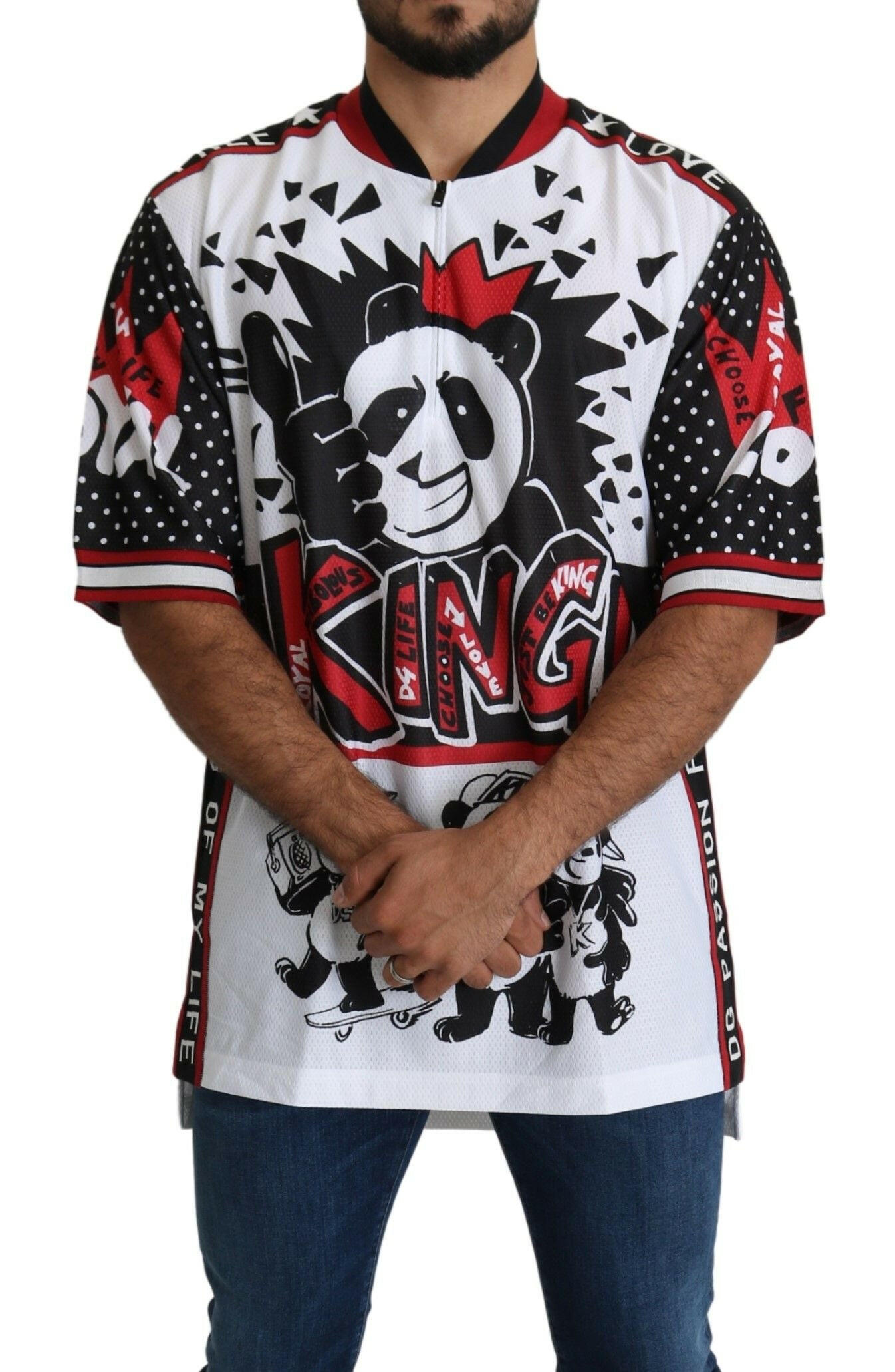 Dolce & Gabbana White King Panda Top Polyester Mens T-shirt - GENUINE AUTHENTIC BRAND LLC  