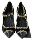 Dolce & Gabbana Black Velvet Gold Mary Janes Pumps - GENUINE AUTHENTIC BRAND LLC  