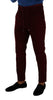 Dolce & Gabbana Bordeaux Velvet Mens Formal Trouser Dress Pants - GENUINE AUTHENTIC BRAND LLC  