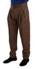 Dolce & Gabbana Brown Leather Tapered High Waist Pants - GENUINE AUTHENTIC BRAND LLC  
