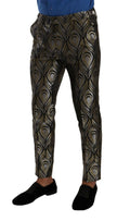 Dolce & Gabbana Silver Gold Jacquard Men Trouser Dress Pants - GENUINE AUTHENTIC BRAND LLC  