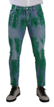 Dolce & Gabbana Blue Green Dye Cotton Skinny Denim Jeans - GENUINE AUTHENTIC BRAND LLC  