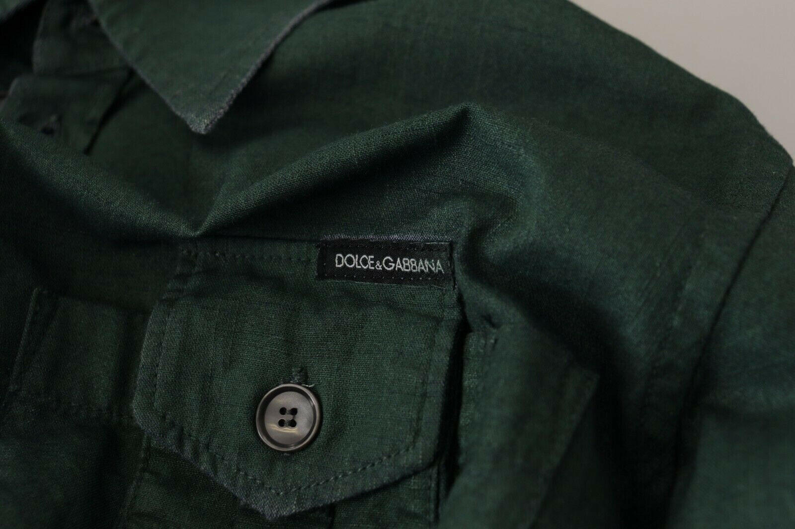 Dolce & Gabbana Dark Green Button Down Long Sleeves Shirt - GENUINE AUTHENTIC BRAND LLC  
