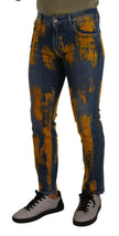Dolce & Gabbana Blue Yellow Dye Cotton Skinny Men Denim Jeans - GENUINE AUTHENTIC BRAND LLC  