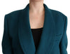 Dolce & Gabbana Blue Green Wool Long Sleeves Trench Coat Jacket - GENUINE AUTHENTIC BRAND LLC  