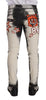 Dolce & Gabbana White Black Cotton Distressed Skinny Denim Jeans - GENUINE AUTHENTIC BRAND LLC  