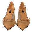 Dolce & Gabbana Peach Mesh Leather Chains Heels Pumps Shoes - GENUINE AUTHENTIC BRAND LLC  