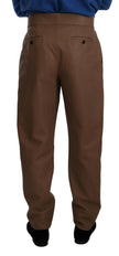 Dolce & Gabbana Brown Leather Tapered High Waist Pants - GENUINE AUTHENTIC BRAND LLC  