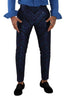 Dolce & Gabbana Blue Purple Jacquard Formal Trouser Dress Pants - GENUINE AUTHENTIC BRAND LLC  