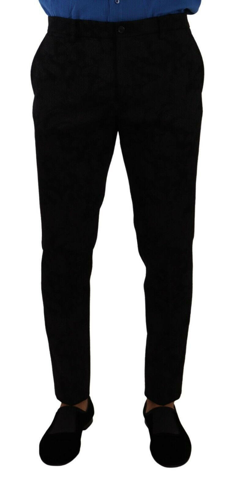 Dolce & Gabbana Black Brocade Skinny Formal Trouser Dress Pants - GENUINE AUTHENTIC BRAND LLC  