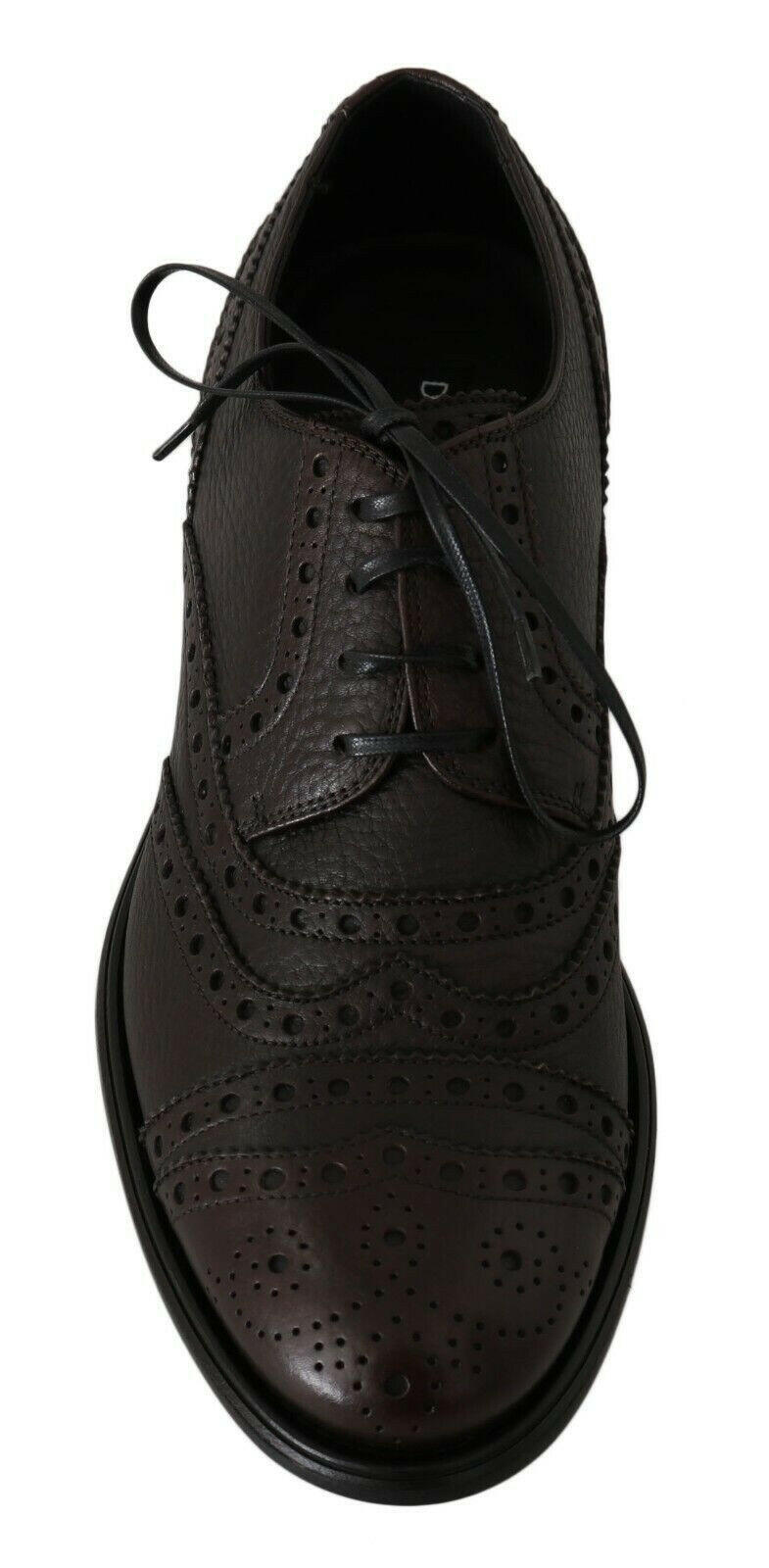 Dolce & Gabbana Brown Leather Wingtip Derby Formal Shoes - GENUINE AUTHENTIC BRAND LLC  