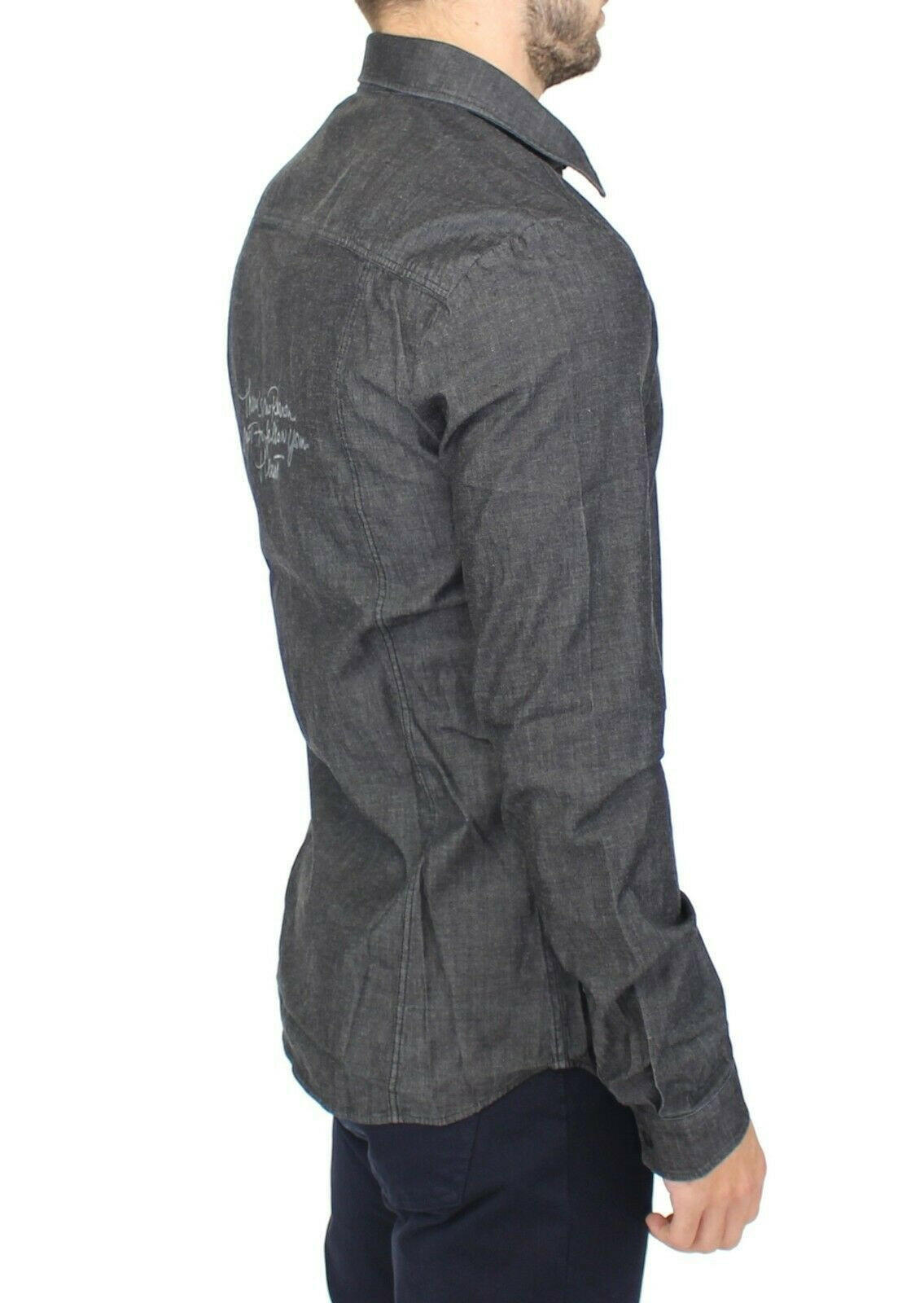 Ermanno Scervino Denim Jeans Cotton Casual Gray Stretch Shirt - GENUINE AUTHENTIC BRAND LLC  