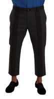 Dolce & Gabbana Gray Bordeaux Striped Cropped Trouser Pants - GENUINE AUTHENTIC BRAND LLC  
