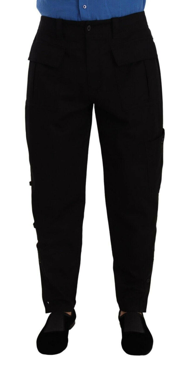 Dolce & Gabbana Black Cotton Stretch Tapered Cargo Pants - GENUINE AUTHENTIC BRAND LLC  