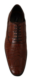Dolce & Gabbana Brown Crocodile Leather Mens Formal Derby Shoes - GENUINE AUTHENTIC BRAND LLC  