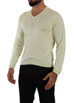 Domenico Tagliente Yellow V-neck Long Sleeves Pullover Sweater - GENUINE AUTHENTIC BRAND LLC  