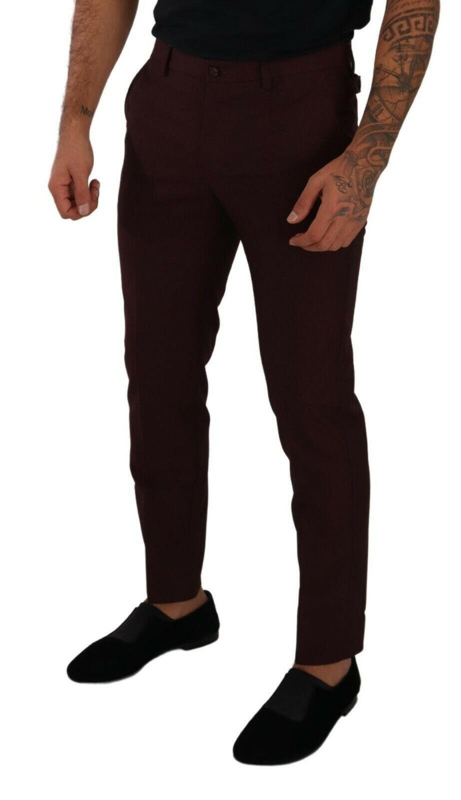 Dolce & Gabbana Maroon Bordeaux Skinny Slim Trouser Pants - GENUINE AUTHENTIC BRAND LLC  
