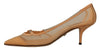 Dolce & Gabbana Peach Mesh Leather Chains Heels Pumps Shoes - GENUINE AUTHENTIC BRAND LLC  