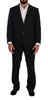 Domenico Tagliente Blue Polyester Single Breasted Formal Suit - GENUINE AUTHENTIC BRAND LLC  