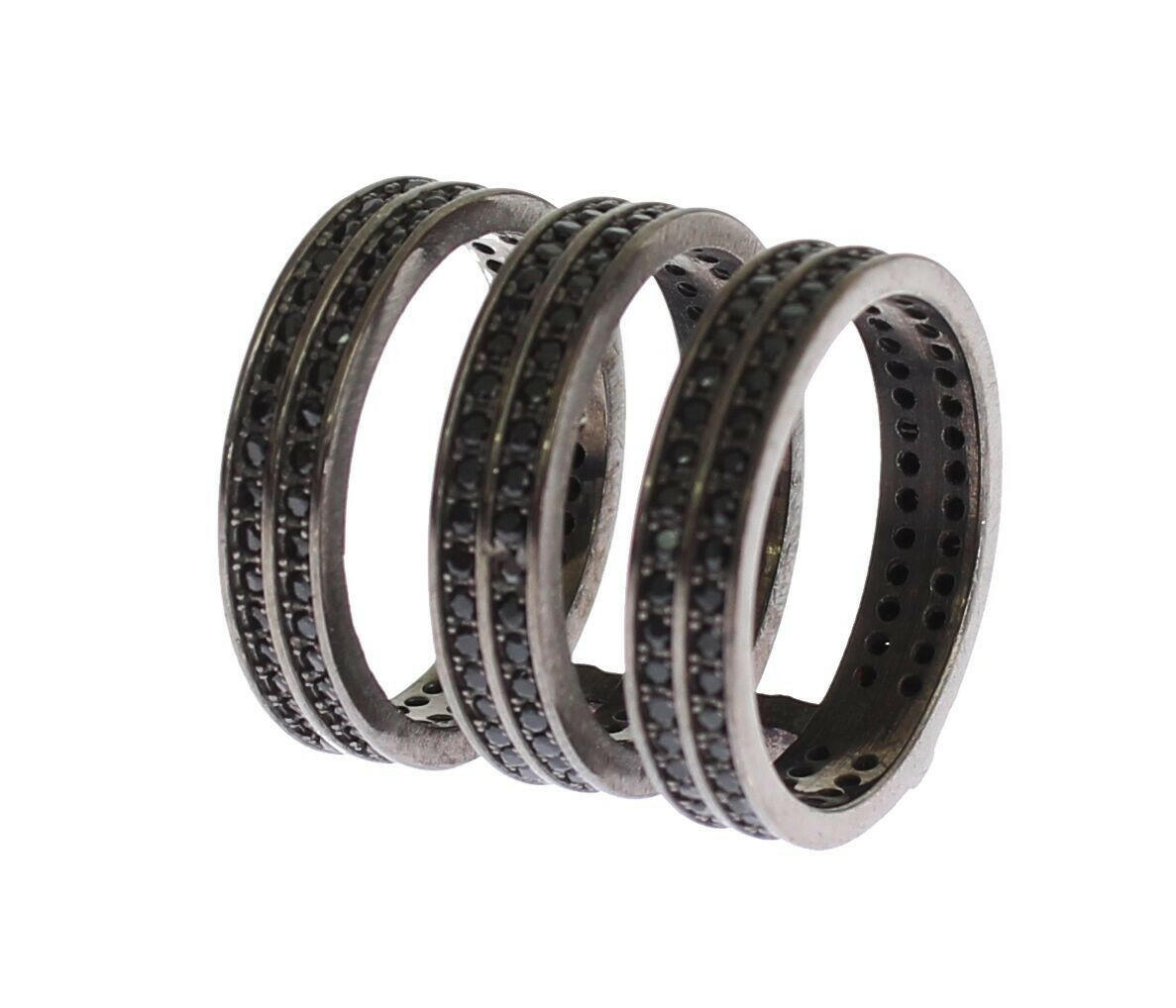 Nialaya Black CZ Rhodium 925 Silver Ring - GENUINE AUTHENTIC BRAND LLC  