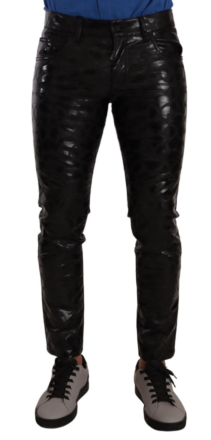 Dolce & Gabbana Black Logo Cotton Stretch Skinny Pants - GENUINE AUTHENTIC BRAND LLC  