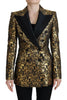 Dolce & Gabbana Black Gold Jacquard Coat Blazer Jacket - GENUINE AUTHENTIC BRAND LLC  