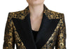 Dolce & Gabbana Black Gold Jacquard Coat Blazer Jacket - GENUINE AUTHENTIC BRAND LLC  